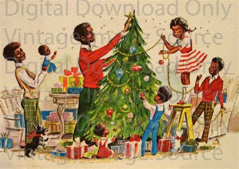 digital download 1950s vintage christmas card african american etsy