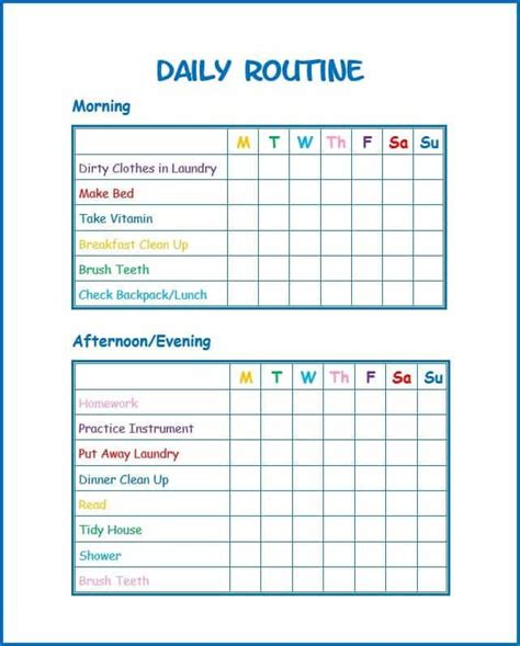 Daily Routines Examples Kids Routine Chart Daily Routine Chart