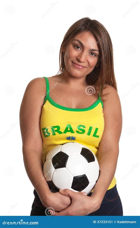 Smiling Brazilian Girl With Football Stock Image Image 37233151