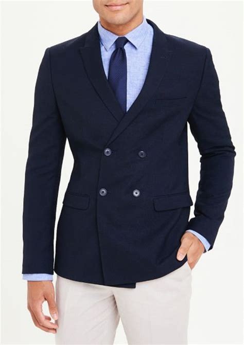 Mens Double Breasted Navy Blue Suit Jacket In Australia