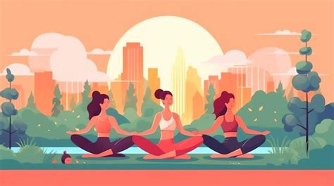 Premium Ai Image A Group Of Women Doing Yoga In A Park