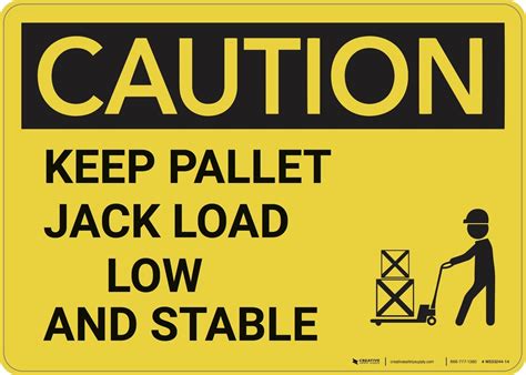 If your workers use a manual pallet jack on the job, then make sure this training video is part of their overall safety training package. Caution: Keep Pallet Jack Load Low And Stable With Graphic ...