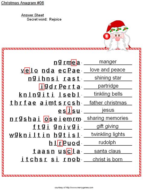 Free Printable Christmas Activities Anagrams With