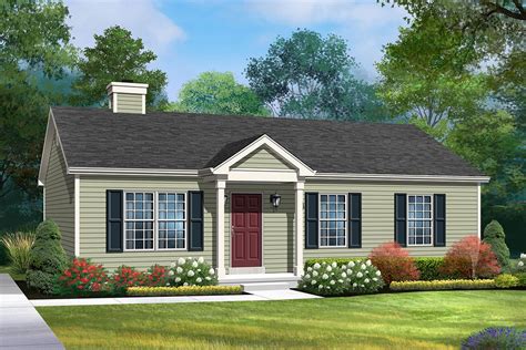 This Rectangular Ranch Home Plan Features A Traditional Exterior With A