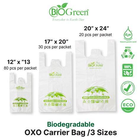 D2w Biodegradable Oxo Carrier Bag 3 Sizes Biogreen