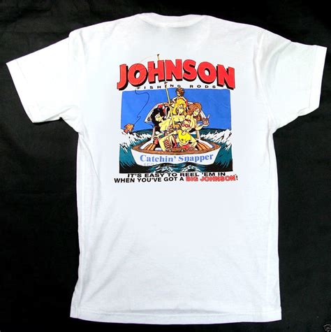 New 90s Big Johnson T Shirt Fishing Rods Reel Cotton Tee Reprint