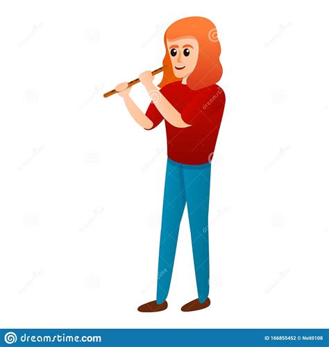 Girl Playing Flute Icon Cartoon Style Stock Vector Illustration Of