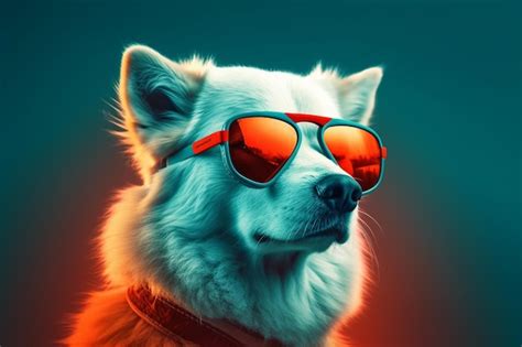 Premium Ai Image A Dog Wearing Sunglasses With The Sun Reflecting On It