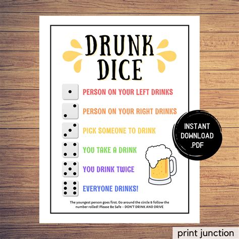 Drunk Dice Drinking Game Virtual Party Games Left Right Etsy Canada