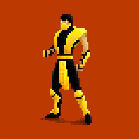 An Old Pixel Art Style Image Of A Man In Yellow And Black Outfit With