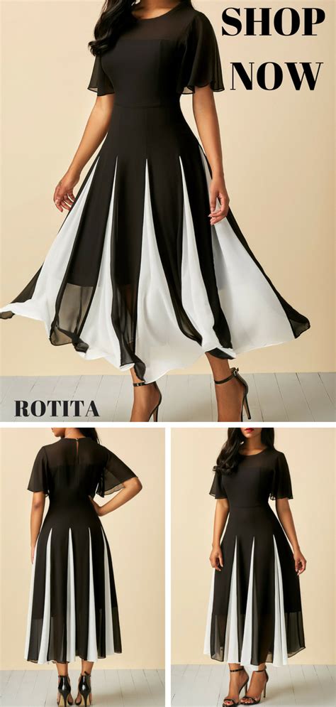 Black Short Sleeve Round Neck Patchwork Dressa Simple And Elegant Dressbuy Ittry Itrotita