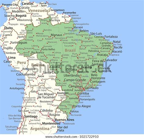 Map Brazil Shows Country Borders Urban Stock Vector Royalty Free