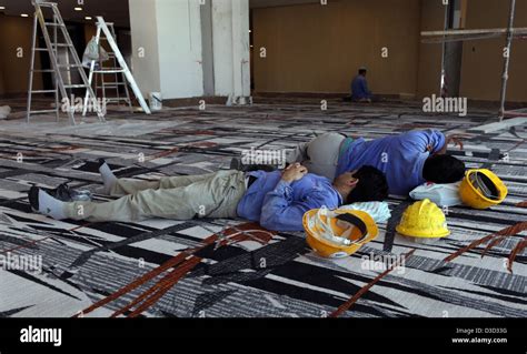 Dubai United Arab Emirates Construction Workers Sleeping In Their