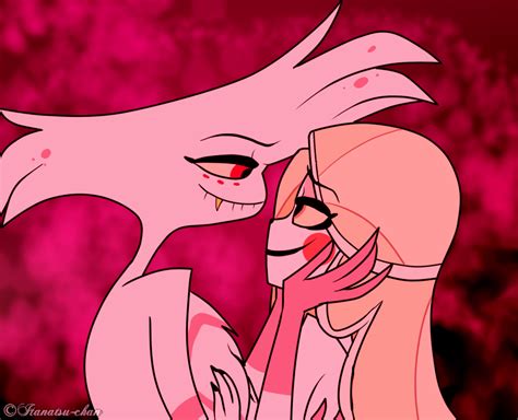 Rule 34 2demons Angel Dust Hazbin Hotel Black Lipstick Blonde Hair