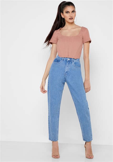 Buy Missguided Blue Riot High Waist Mom Jeans For Women In Mena Worldwide