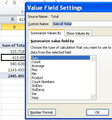Excel Pivot Table Summary Functions Sum Count Change