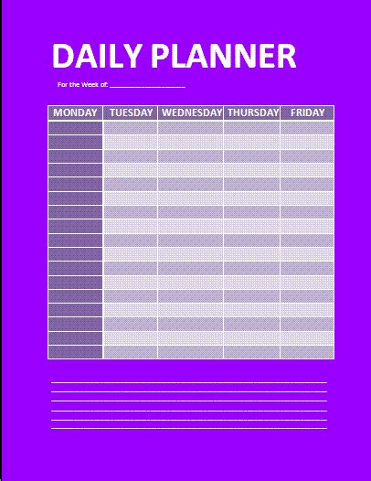 Daily Planner Template Free Word Templates