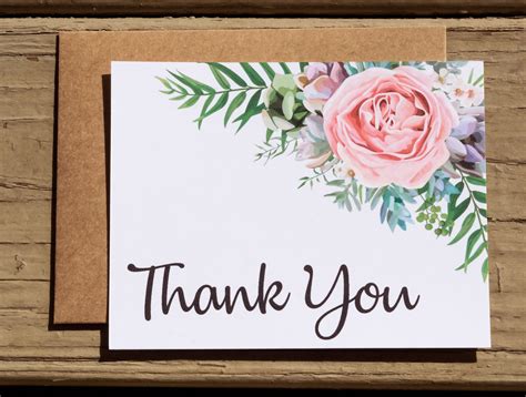 Pink Floral Thank You Notecard Set Rustic Thank You Note Cards