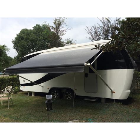 Aleko Retractable Rv Or Home Patio Awning White To Black Fade Color