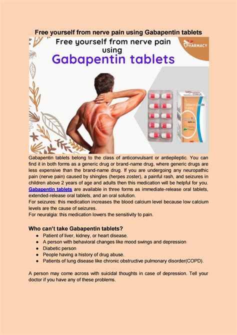 Free Yourself From Nerve Pain Using Gabapentin Tablets By Medicinesbay