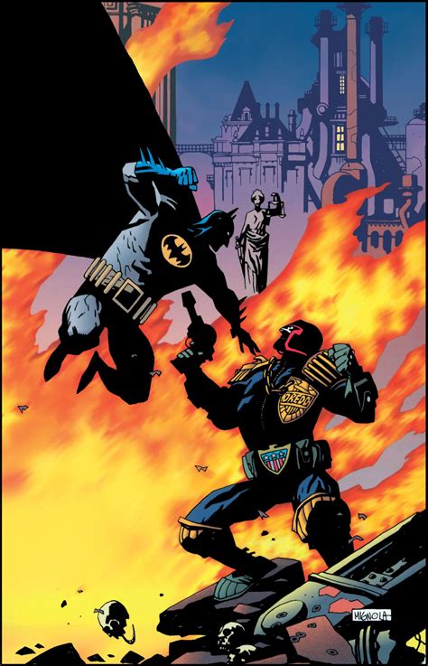 Batman Judge Dredd Vendetta In Gotham Cover Art By Mike Mignola