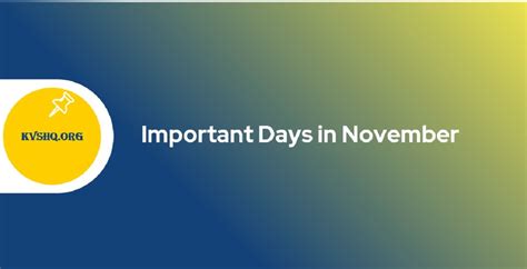 Important Days In November 2023 National And International Days