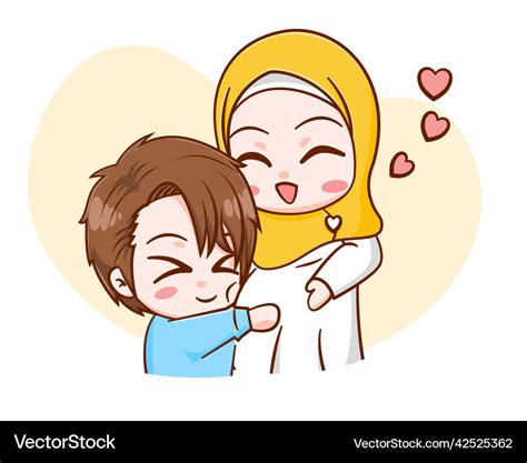 Cute Muslim Couple During Pregnancy Cartoon Vector Image