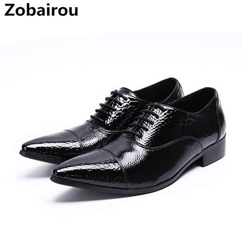 Mens Pointed Toe Dress Shoes Genuine Leather Lace Up Italia Oxford