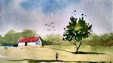 Simple Landscape Drawing With Watercolor Provides Drawings Of