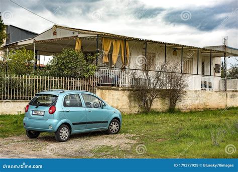 Old House And A Small Car Parked Outside Editorial Image Image Of