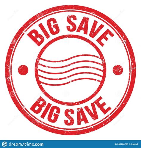 Big Save Text Written On Red Round Postal Stamp Sign Stock Illustration