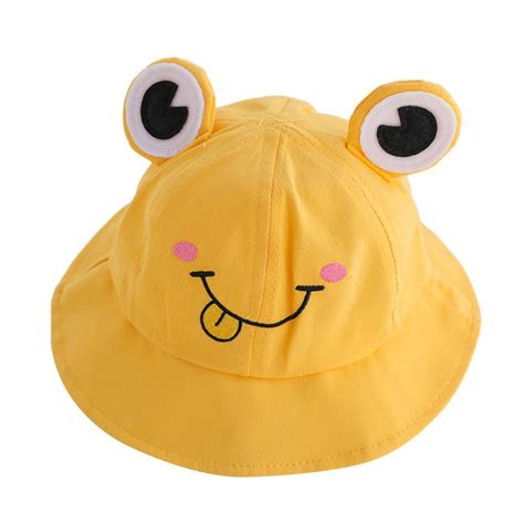 Fisherman Hat Frog Design Sun Protection Cotton Cartoon Bucket Cap For