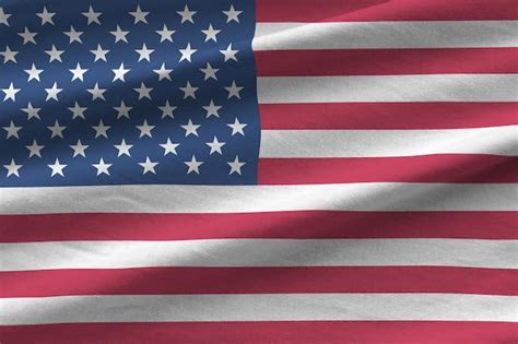 Premium Photo United States Of America Flag With Big Folds Waving