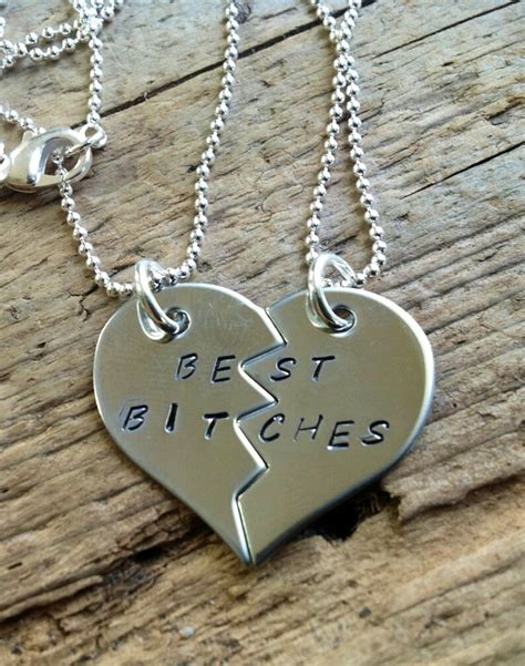 Best Bitches Best Friends Necklaces Heart Pendant Split Etsy