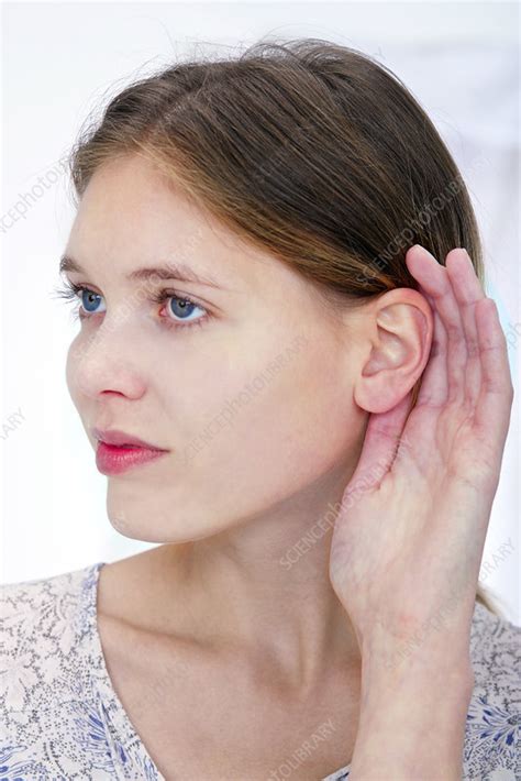 Woman With Hand Cupping Ear Stock Image F0117296 Science Photo