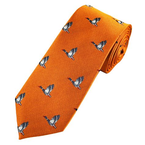 Flying Ducks Burnt Orange Luxury Silk Country Tie From Ties Planet Uk