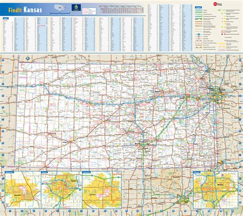 Large Detailed Roads And Highways Map Of Kansas State With All Cities