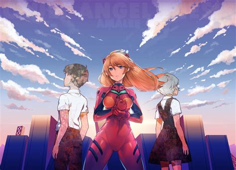 Wallpaper Neon Genesis Evangelion Ayanami Rei Asuka Langley Soryu Ikari Shinji X