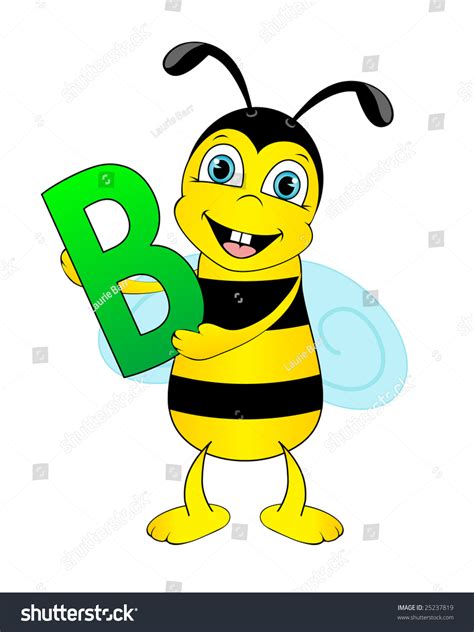 Cute Bee Holding Letter B Whole Stock Illustration 25237819 Shutterstock
