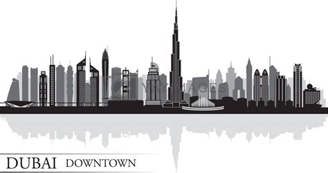 Dubai Downtown City Skyline Silhouette Background By Rayoflight