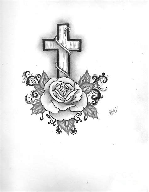 As you can see, my drawing is slightly uneven. A Rose and a Cross Drawing by Marissa McAlister