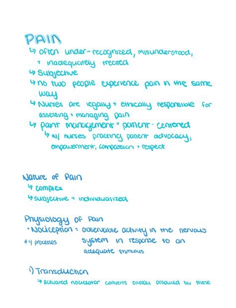 Ch44 Pain Sg Pain Study Guide Pain Often Under Recognized