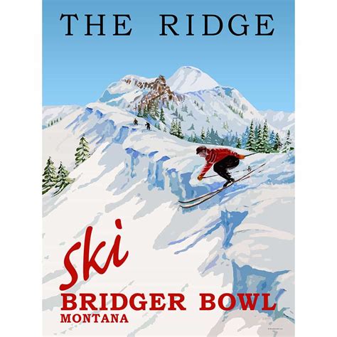 Bridger Bowl Vintage Art Deco Ski Poster