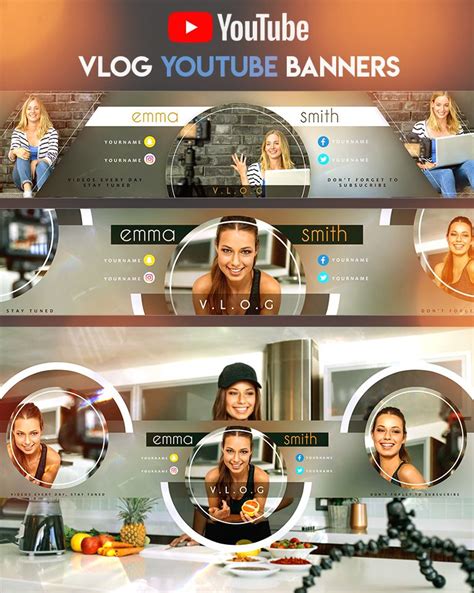 Vlog Channel 4 Youtube Banners Youtube Banner Design Youtube