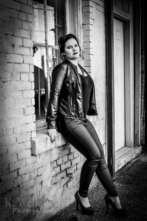 K Wells Photography Leather Jacket Girl Leather Pants Black Leather