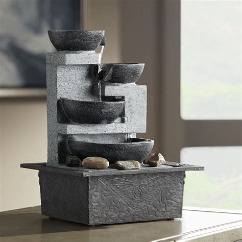 John Timberland Small Zen Indoor Tabletop Water Fountain With Light Led