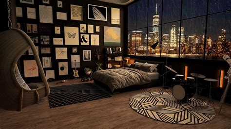 Cozy Bedroom On A Rainy Night Render By Me Raesthetics13saved