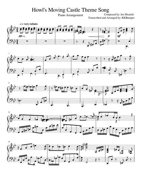 Howls Moving Castle Theme Song Sheet Music For Piano Download Free In
