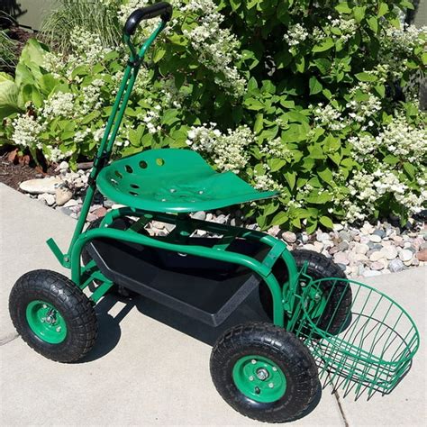 Sunnydaze Rolling Garden Cart W Extendable Handle Pneumatic Multiple