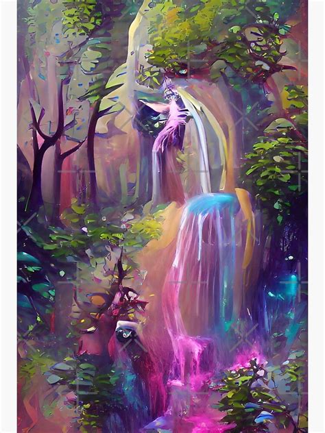 Enchanted Forest Waterfall Poster For Sale By Kanacreations Redbubble